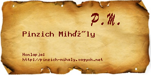 Pinzich Mihály névjegykártya